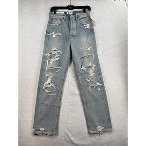 Agolde 90s Midrise Loose Fit Distressed Straight Leg Denim Jeans Size 24